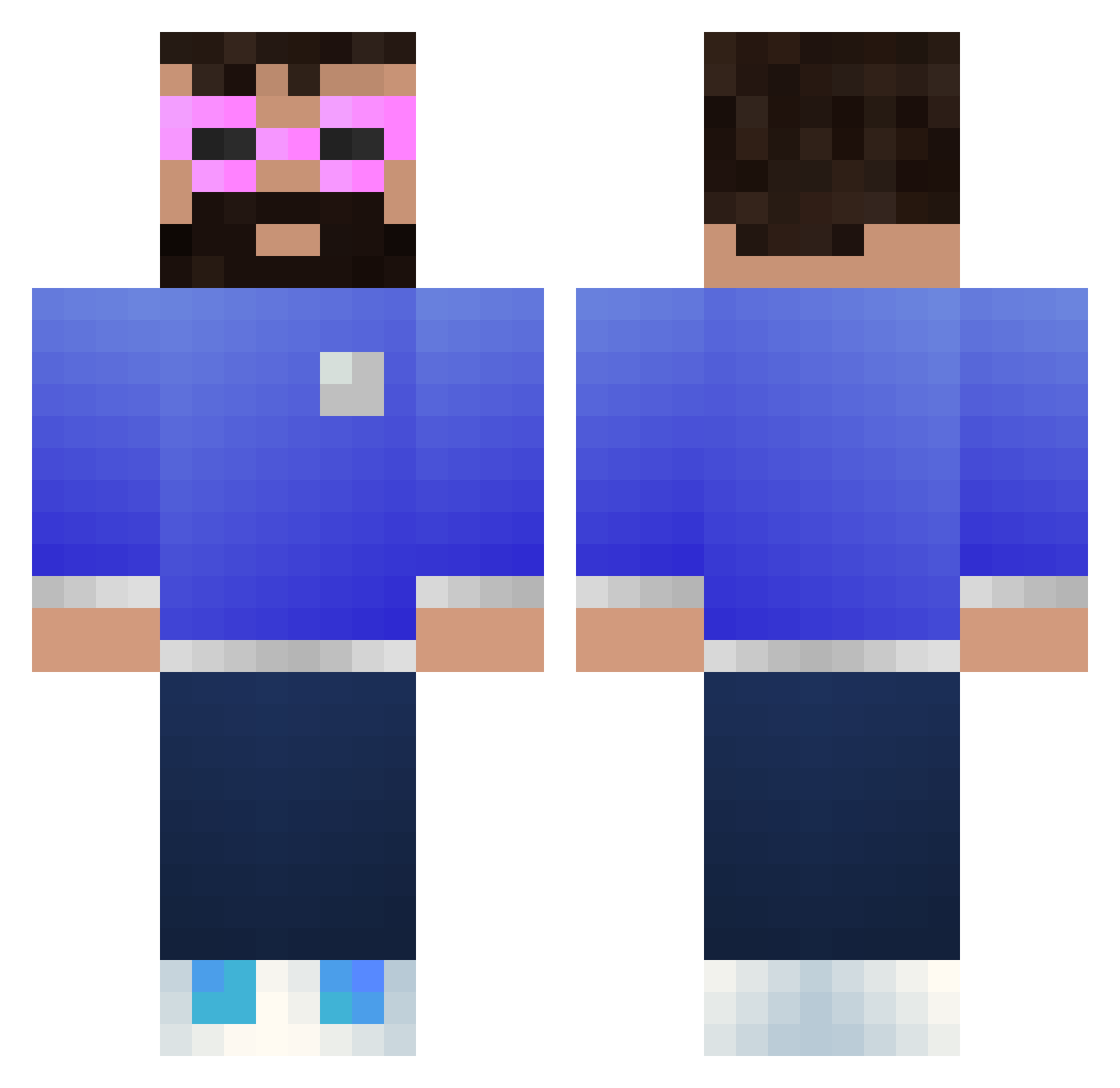 Petchenkov Minecraft skin, front and back view