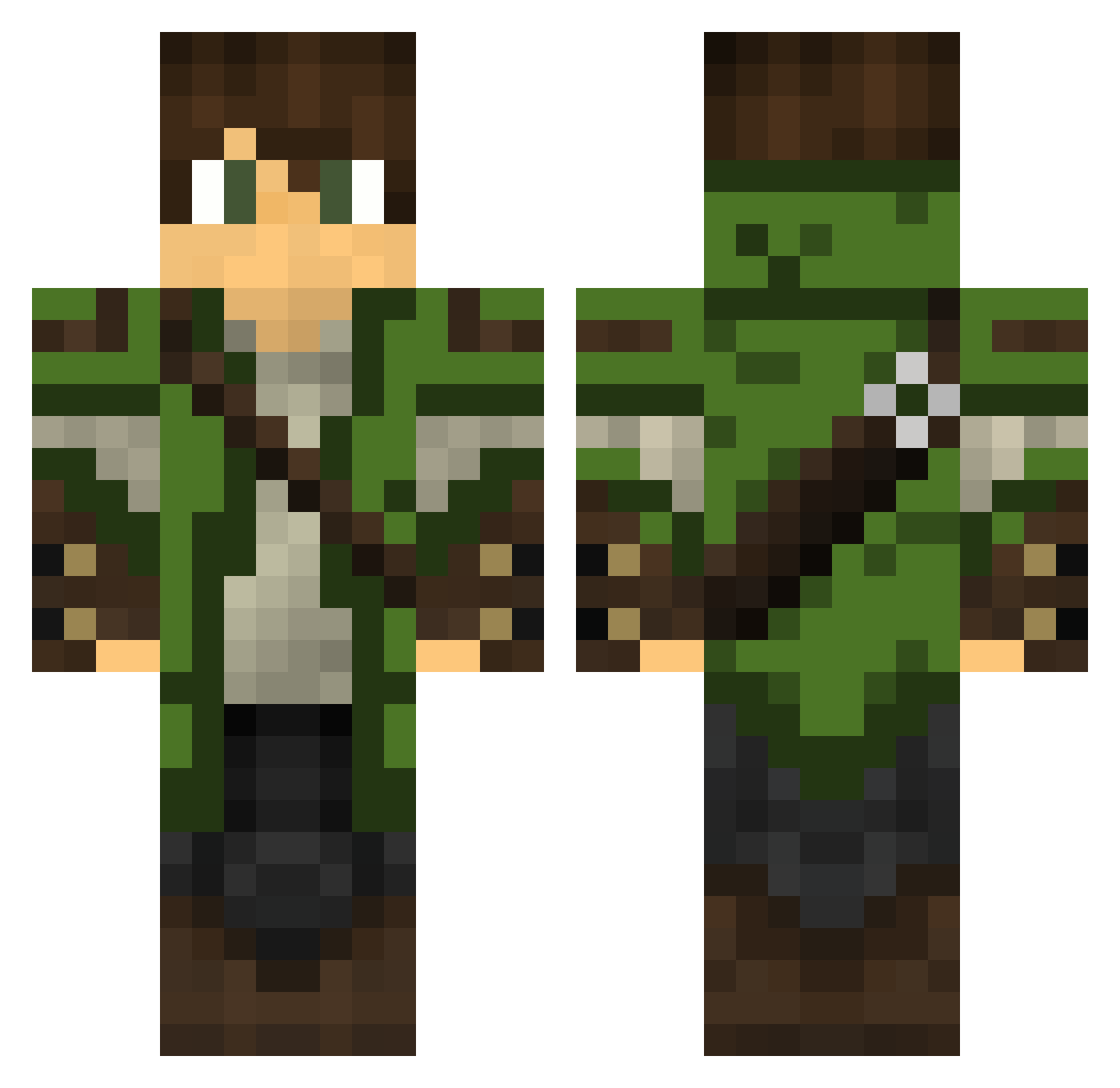Zyken Minecraft skin, front and back view