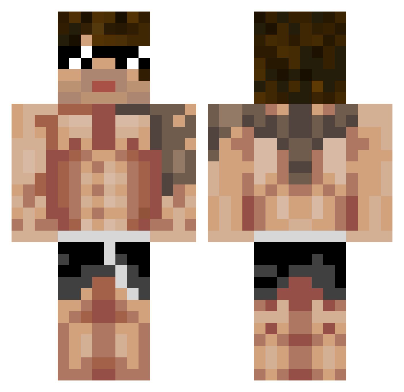 Shad0wek Minecraft skin, front and back view