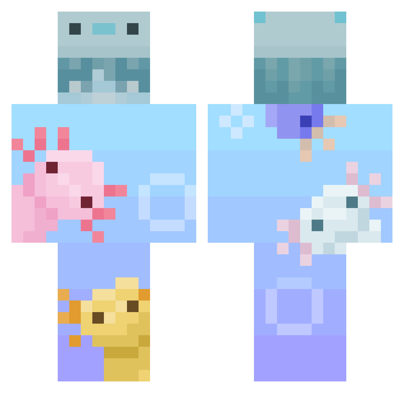 LalaLashes Minecraft skin, front and back view