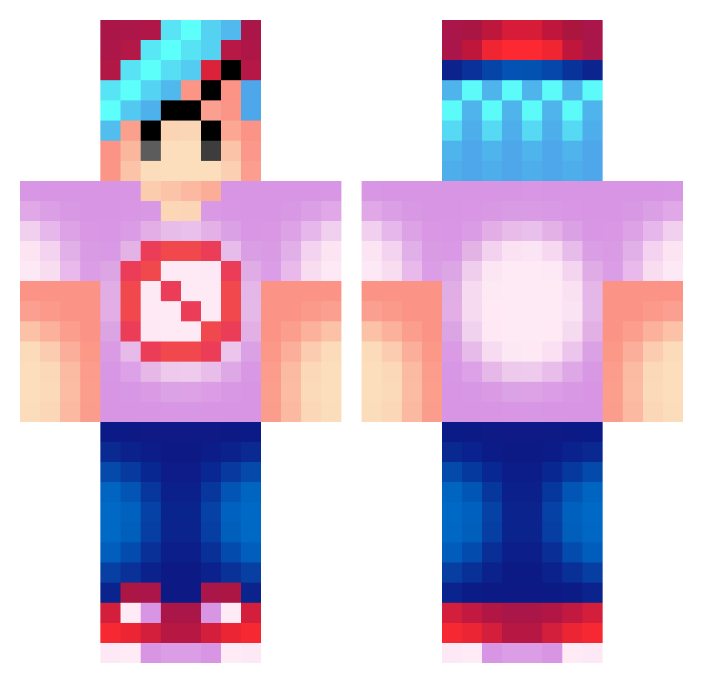 Sweetyrainbow102 Minecraft skin, front and back view