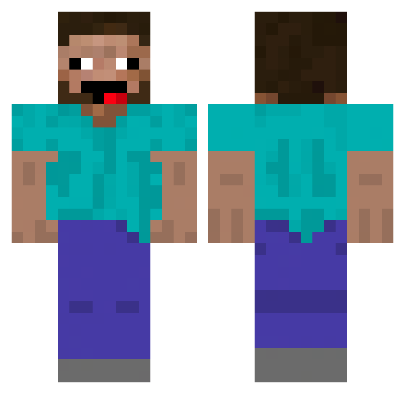 MM75 Minecraft skin, front and back view