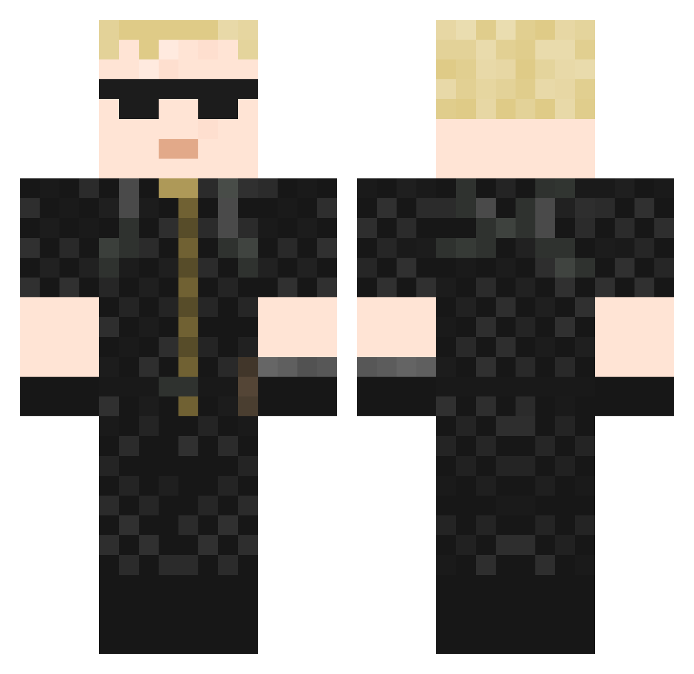 Potatodead Minecraft skin, front and back view