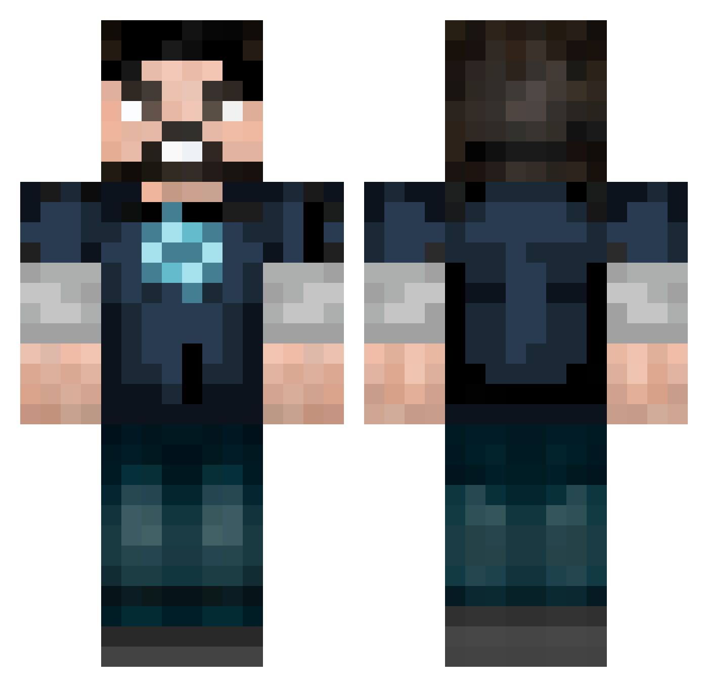 LegendFX Minecraft skin, front and back view