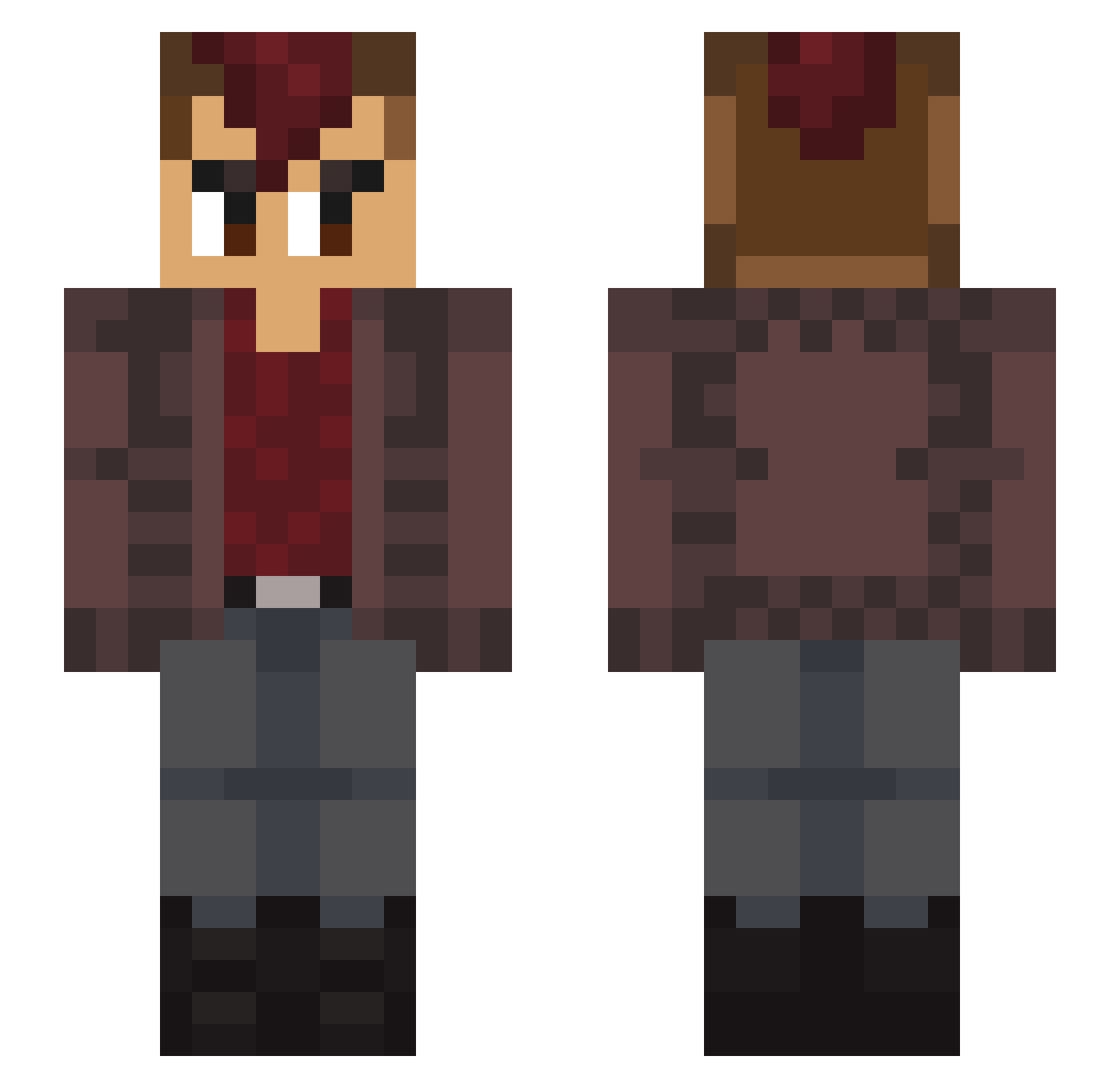 Punnkoo Minecraft skin, front and back view