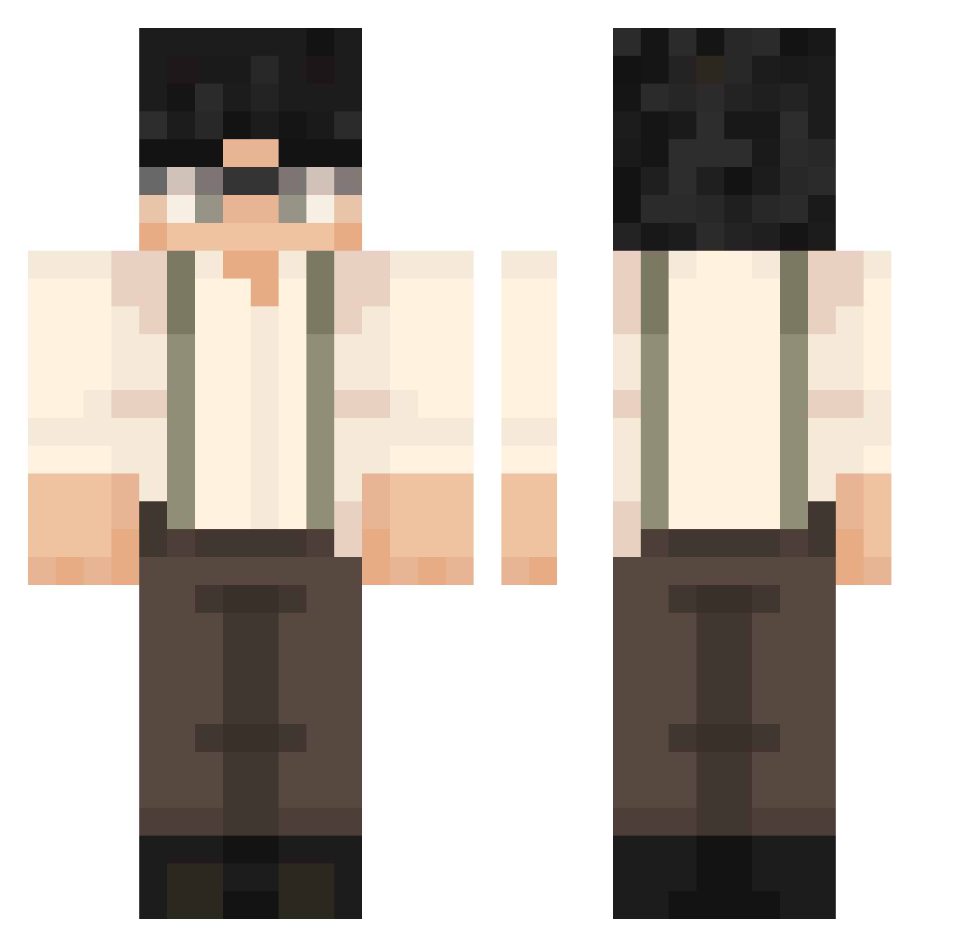 Mathlawer Minecraft skin, front and back view