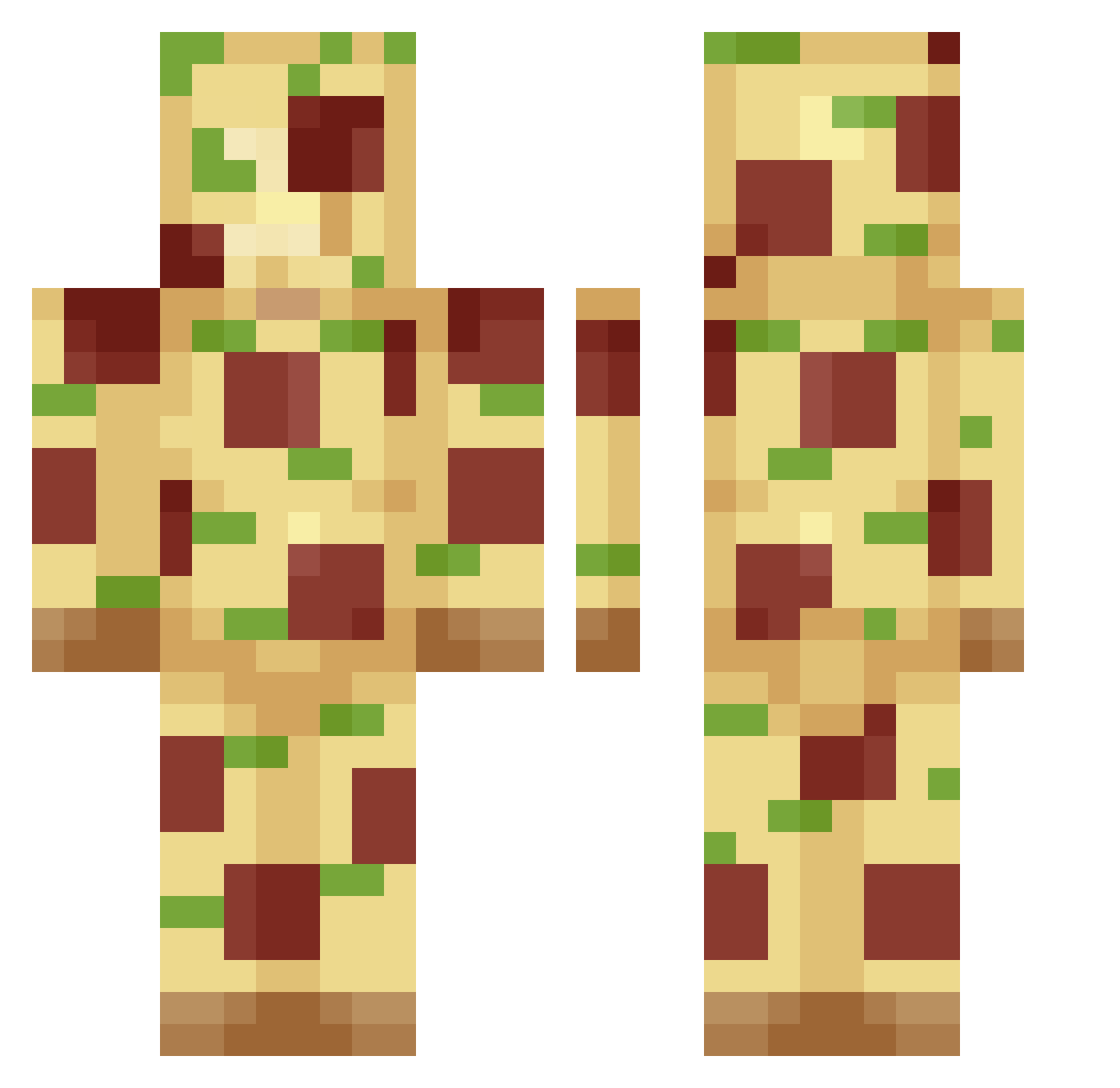 uReal Minecraft skin, front and back view