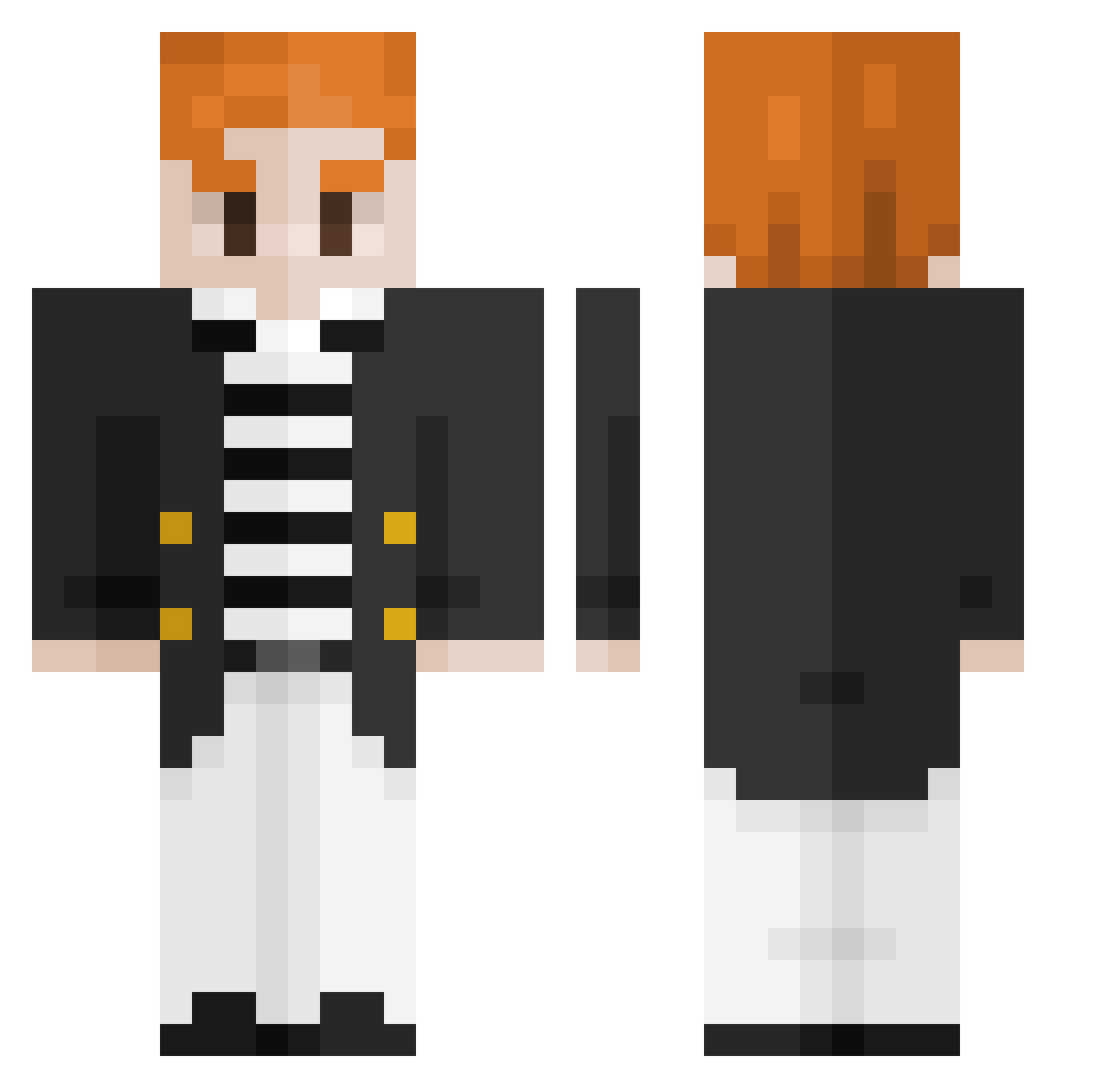 TechnoExplorer Minecraft skin, front and back view
