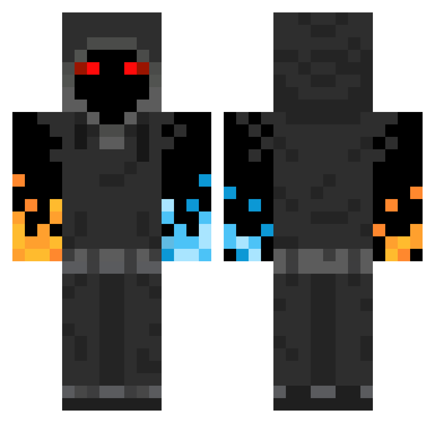 Ghoztskeleton1 Minecraft skin, front and back view