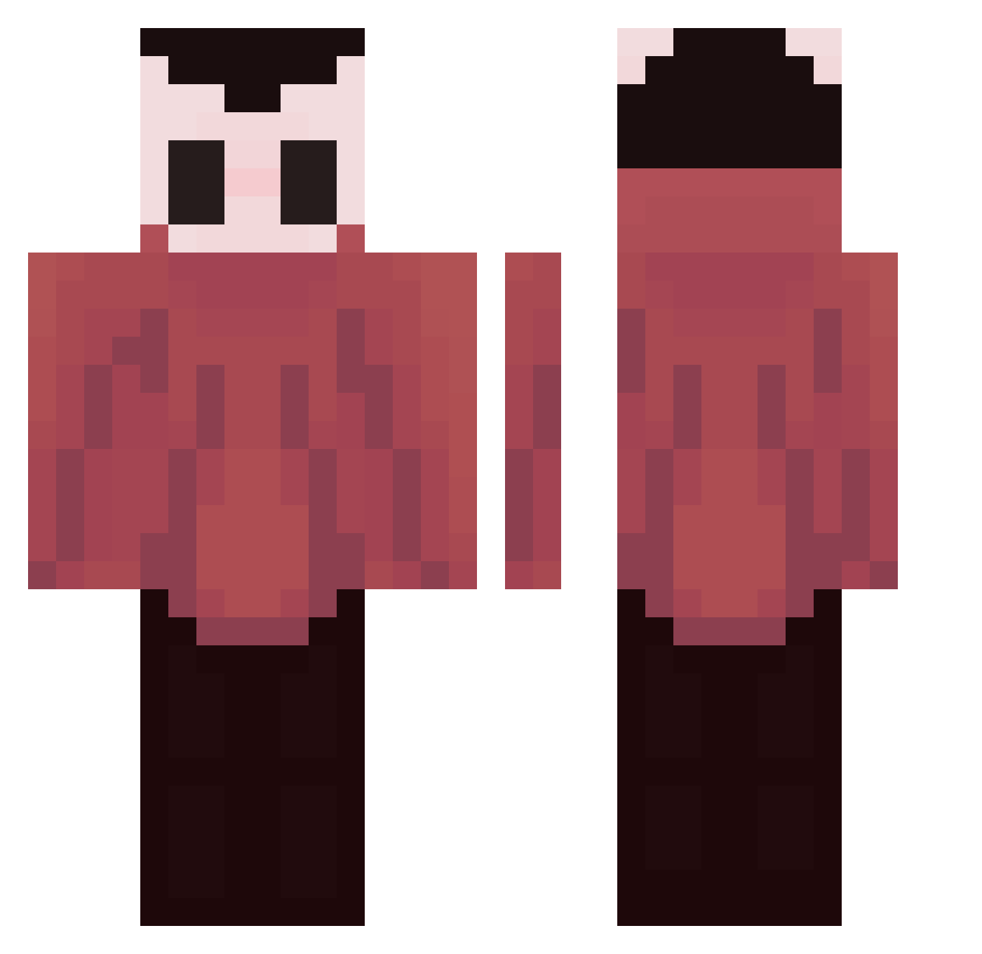 Caroxd Minecraft skin, front and back view
