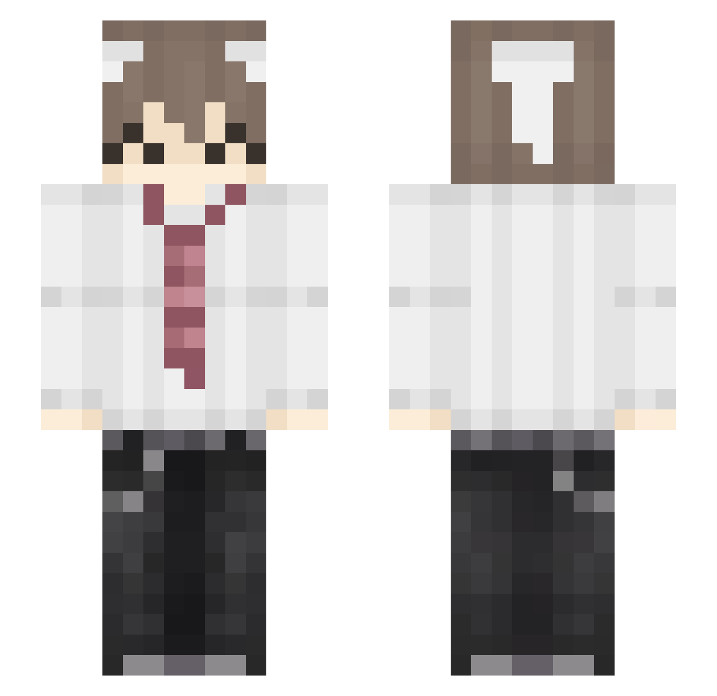 pornuw Minecraft skin, front and back view