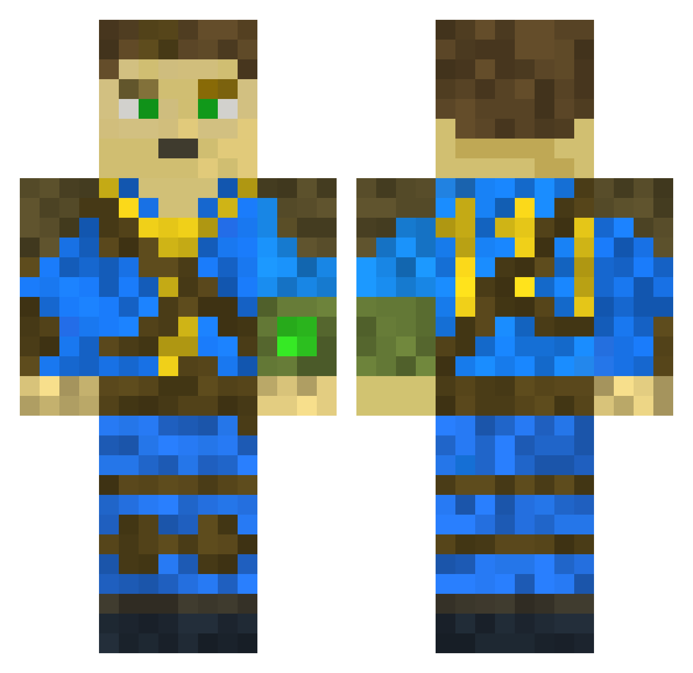 Unsheathing Minecraft skin, front and back view