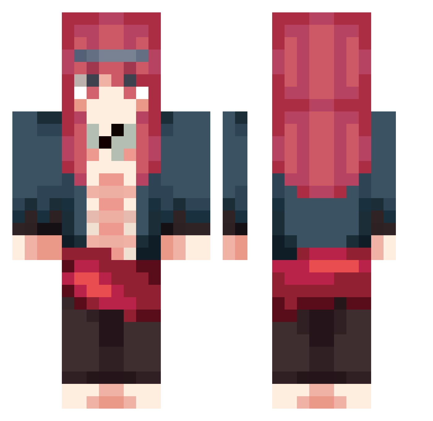 NeonLivity Minecraft skin, front and back view