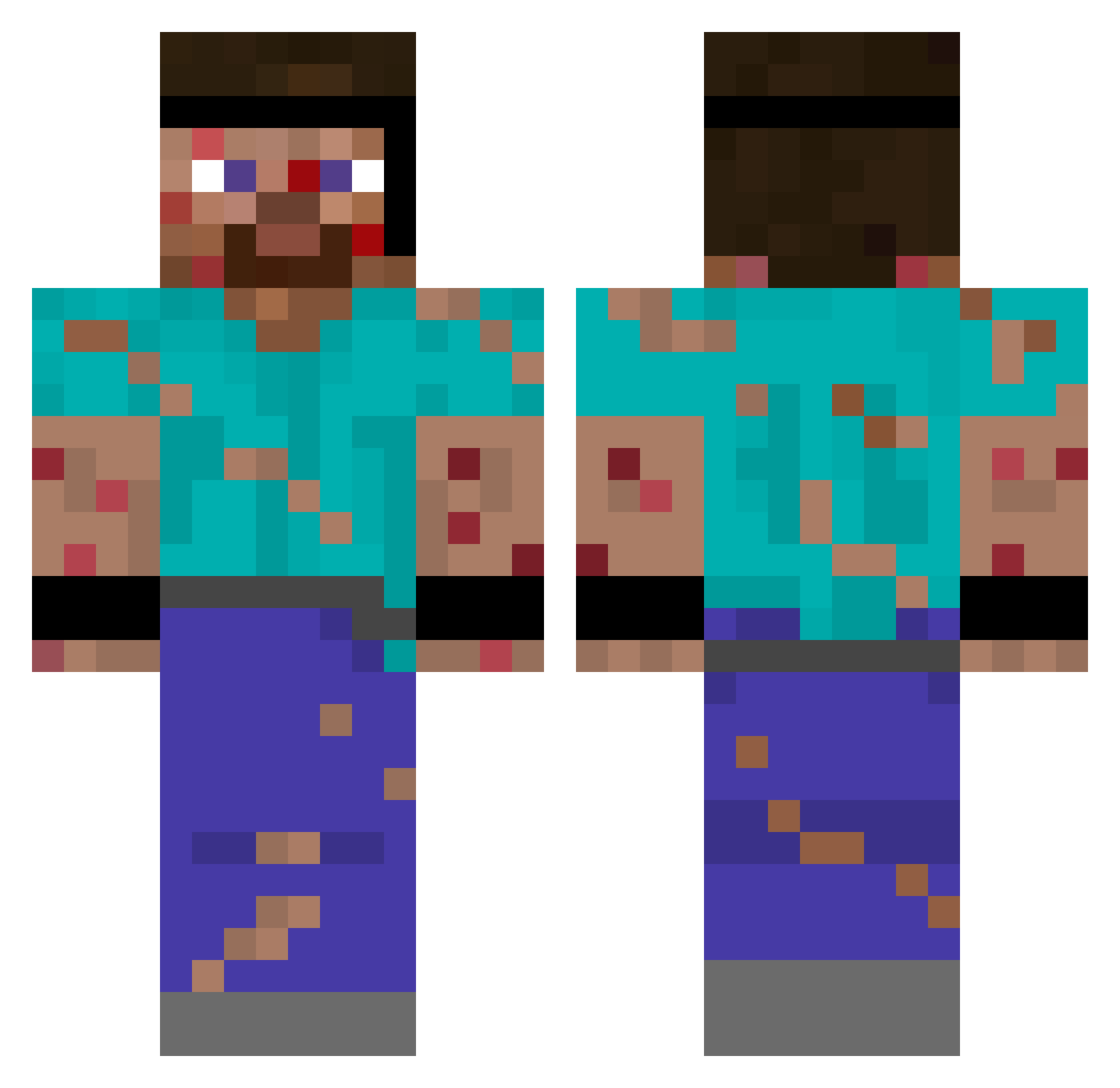 SiemIsHot Minecraft skin, front and back view