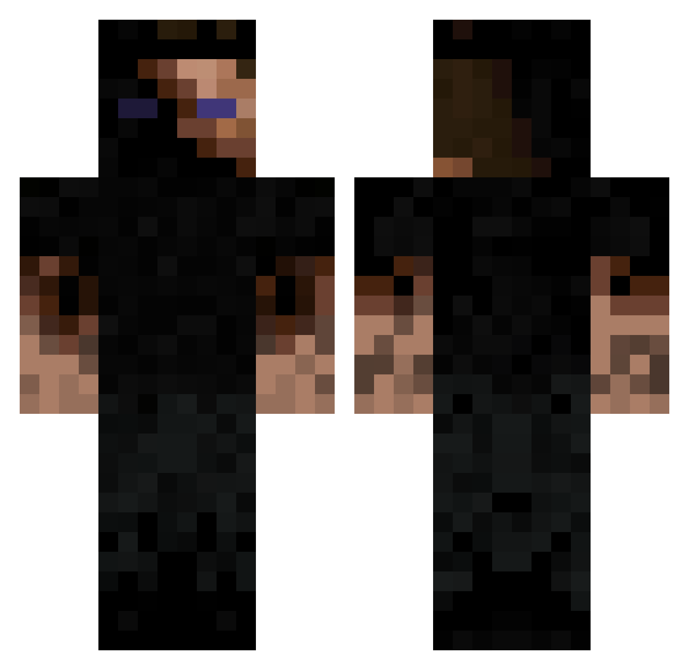 Hater Minecraft skin, front and back view