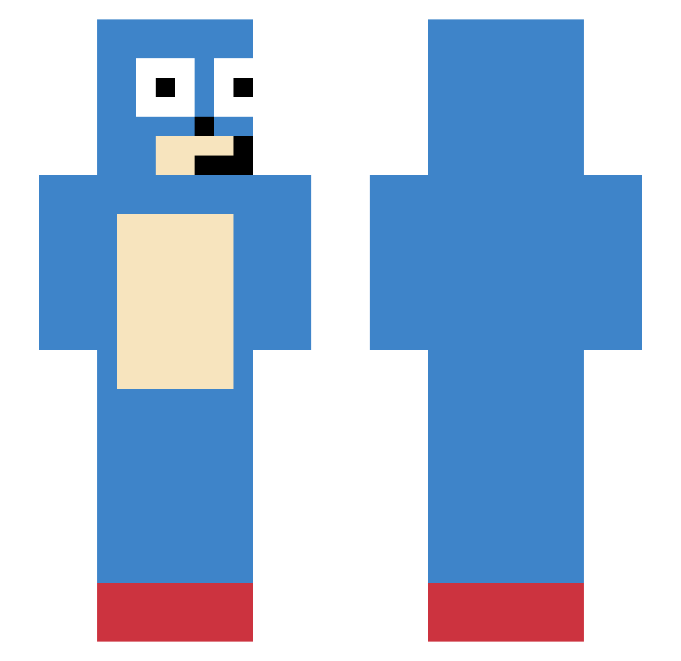 xKqvster Minecraft skin, front and back view