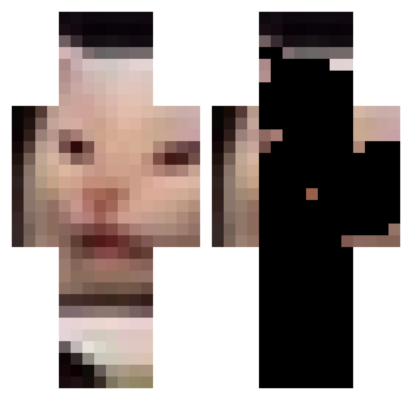DinerCat Minecraft skin, front and back view