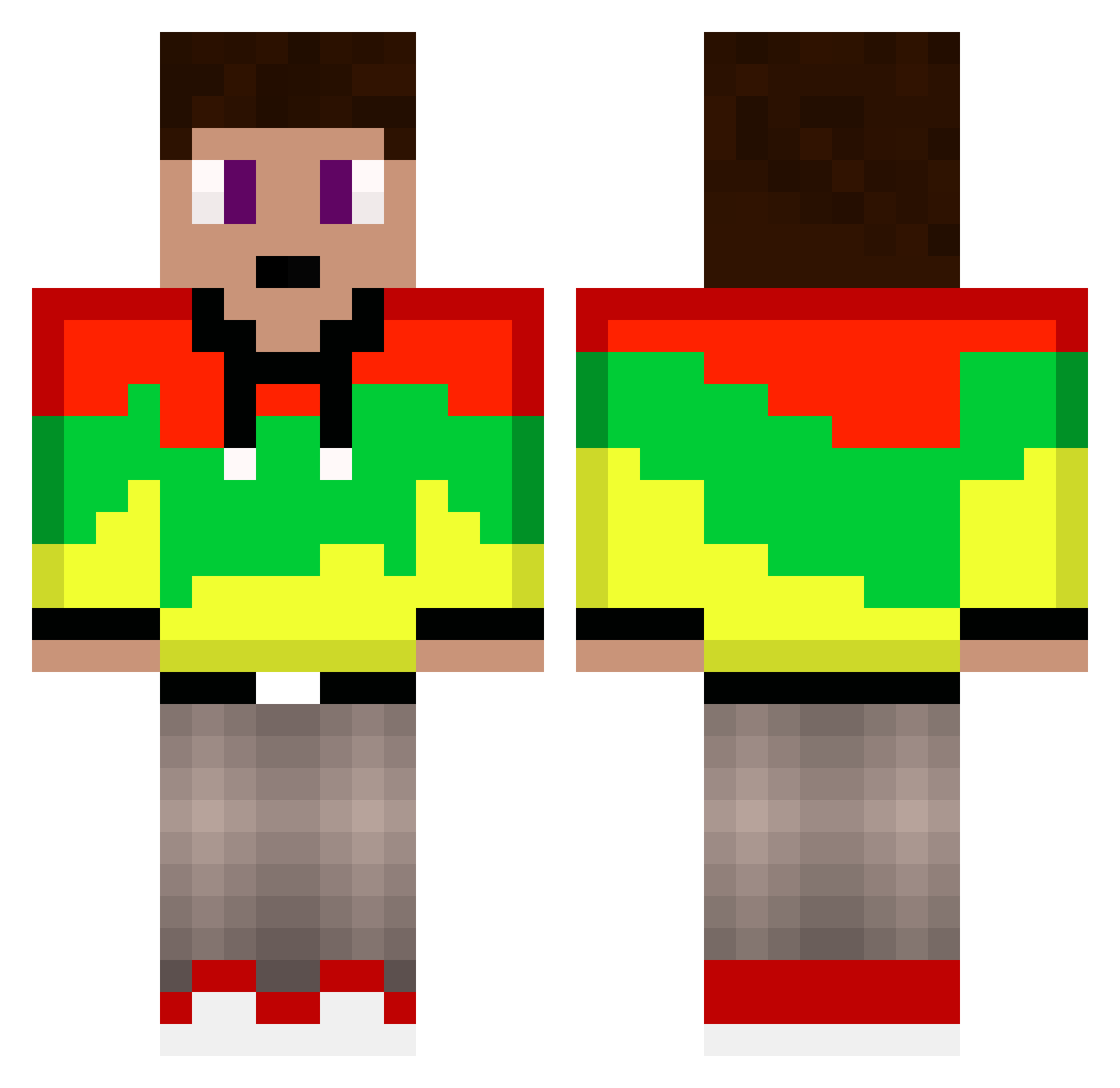 Savages Minecraft skin, front and back view