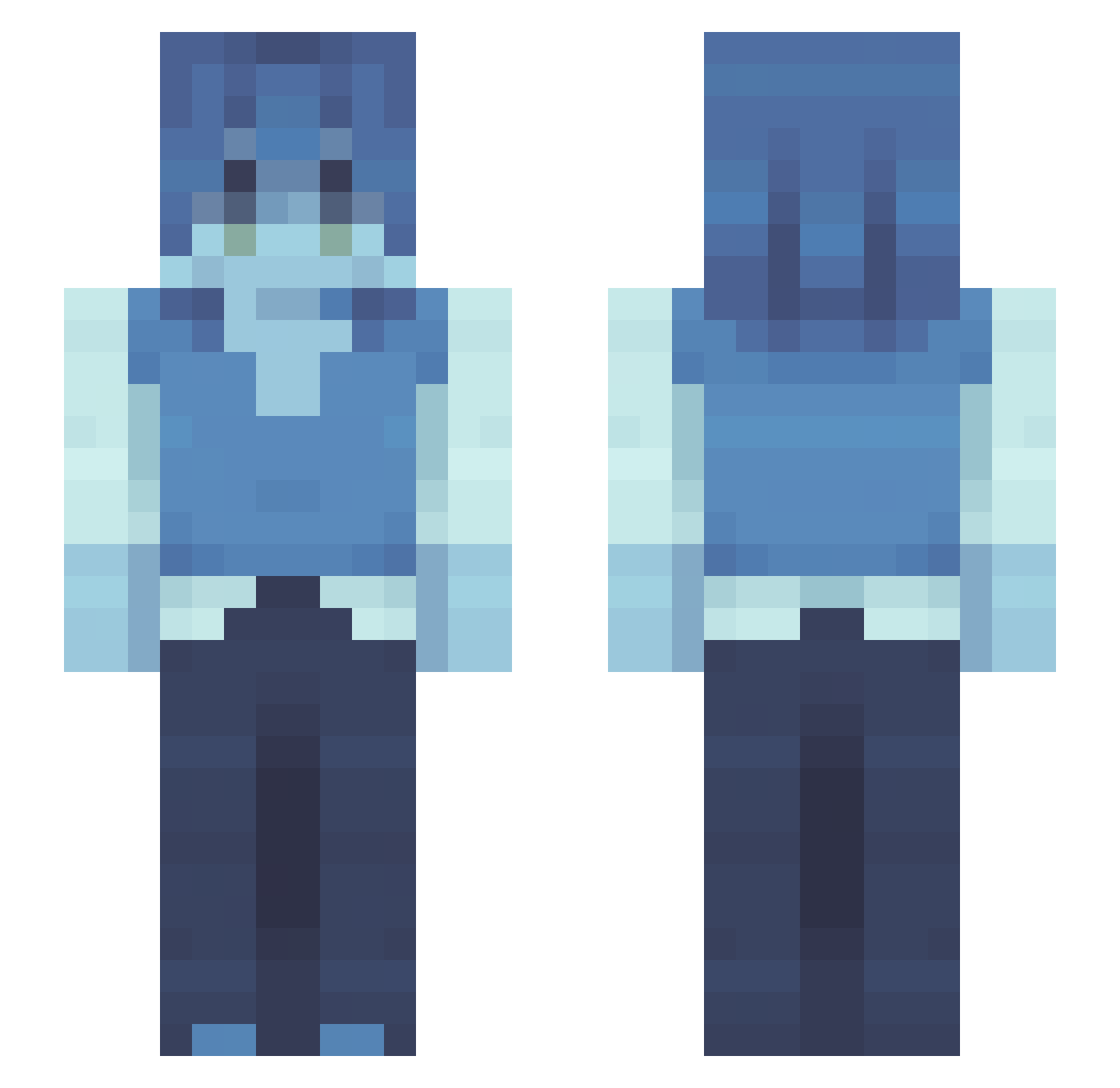 Frostayde Minecraft skin, front and back view