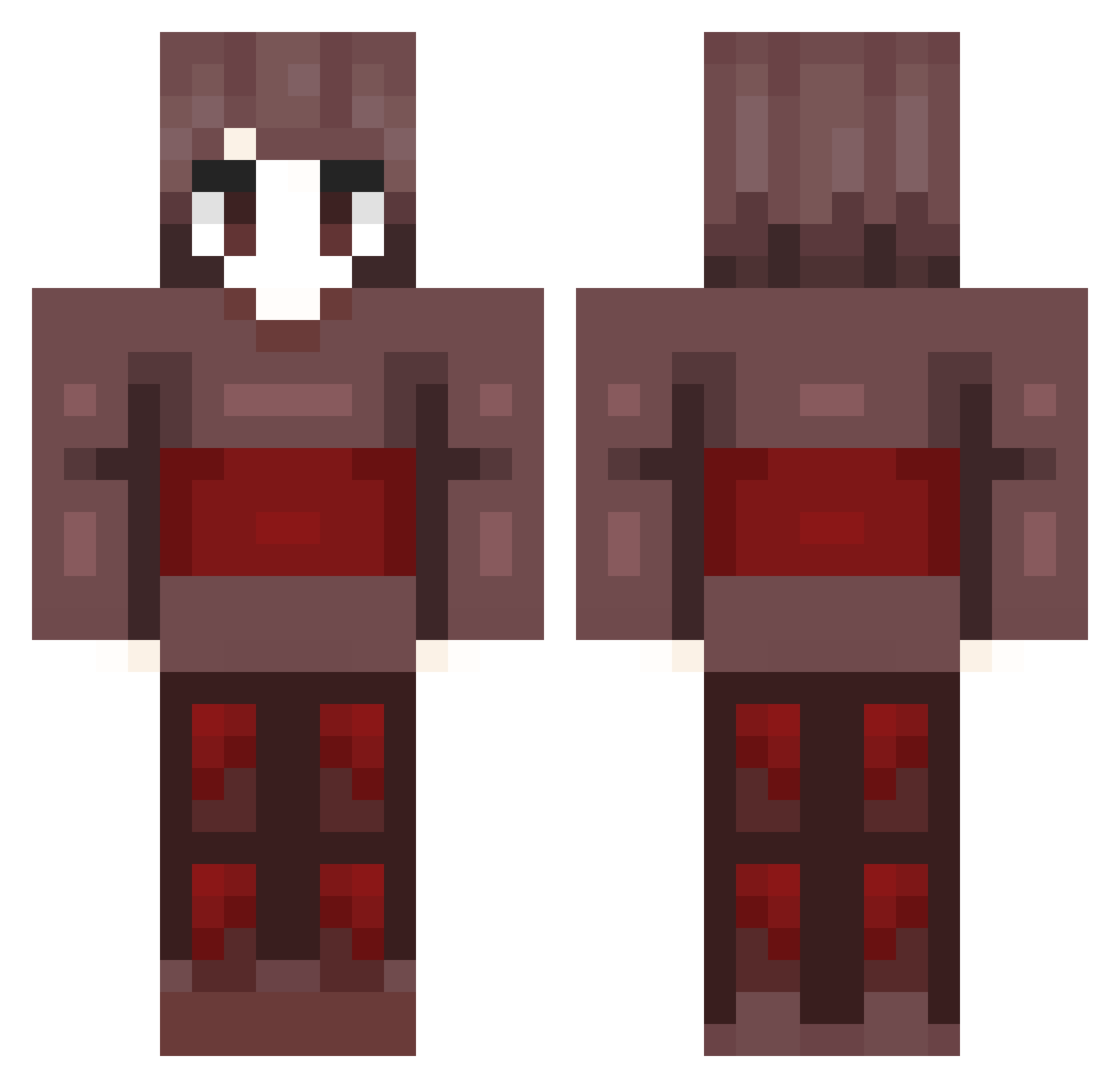 Oxliv Minecraft skin, front and back view