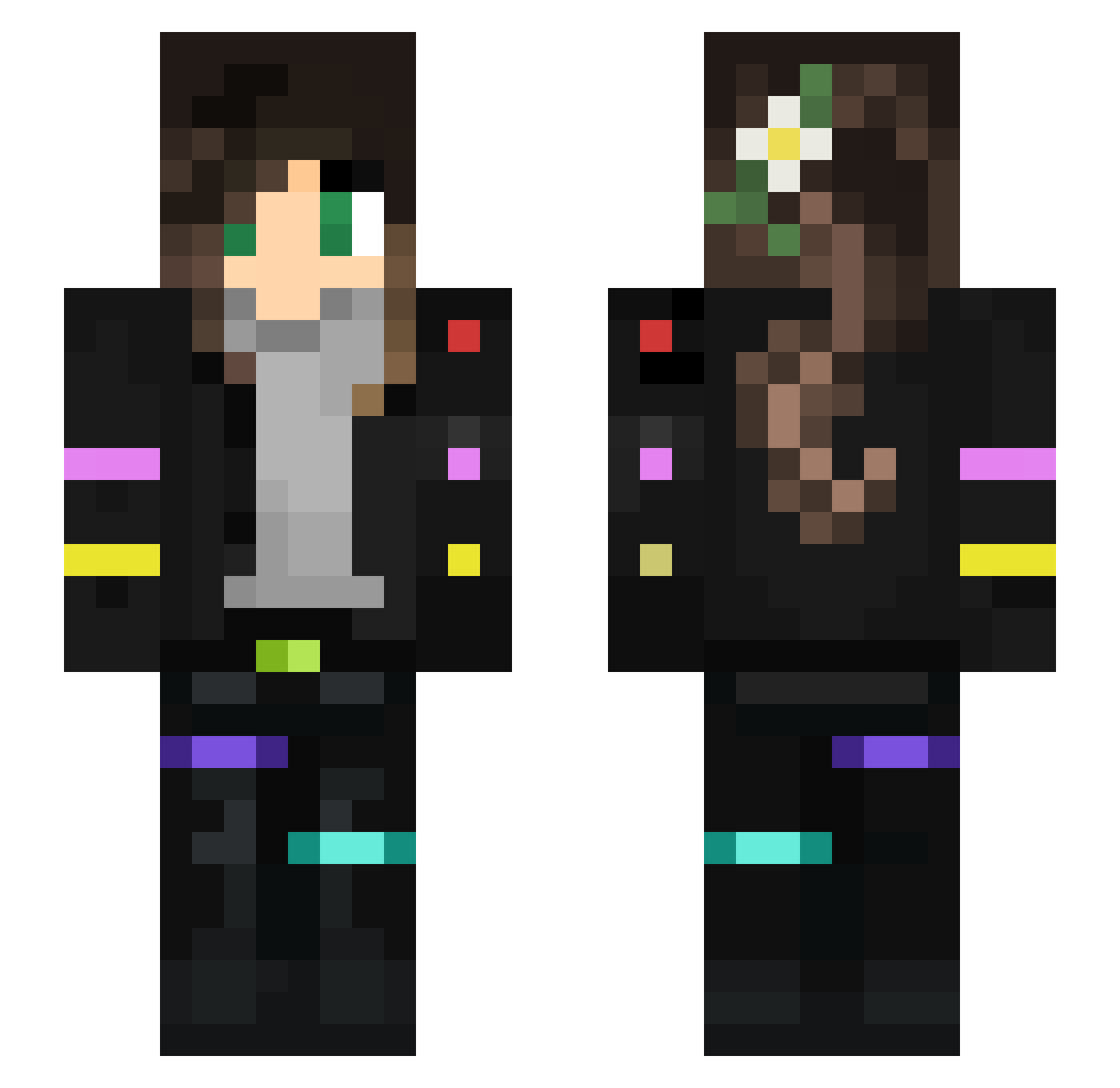 Vaydra Minecraft skin, front and back view