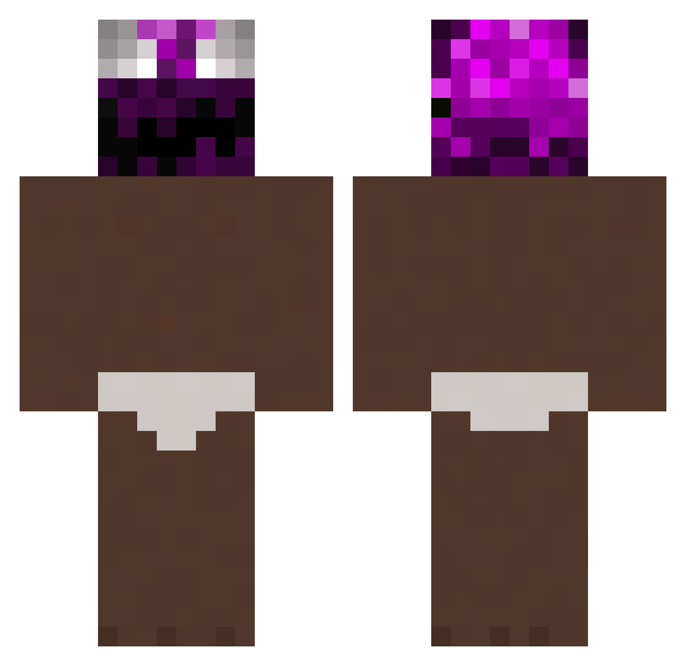 SpiralAdi Minecraft skin, front and back view
