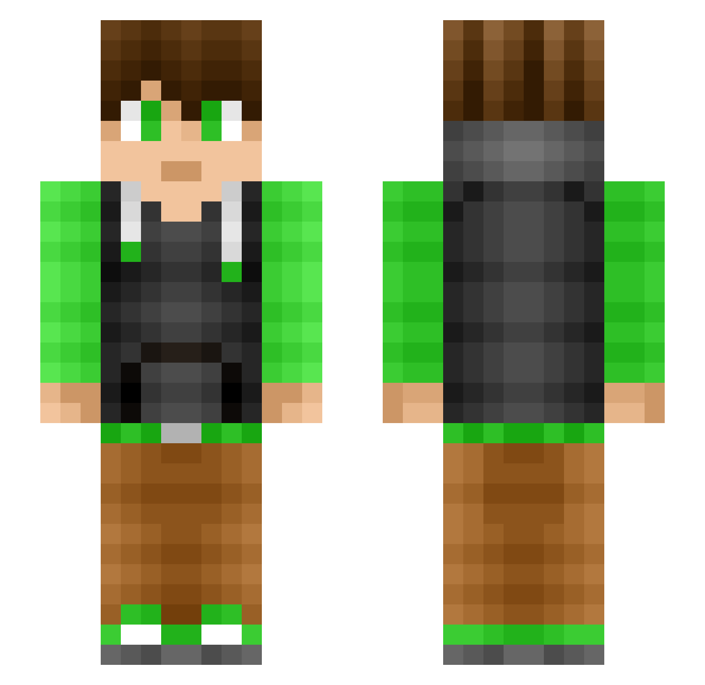 KaYc3r Minecraft skin, front and back view