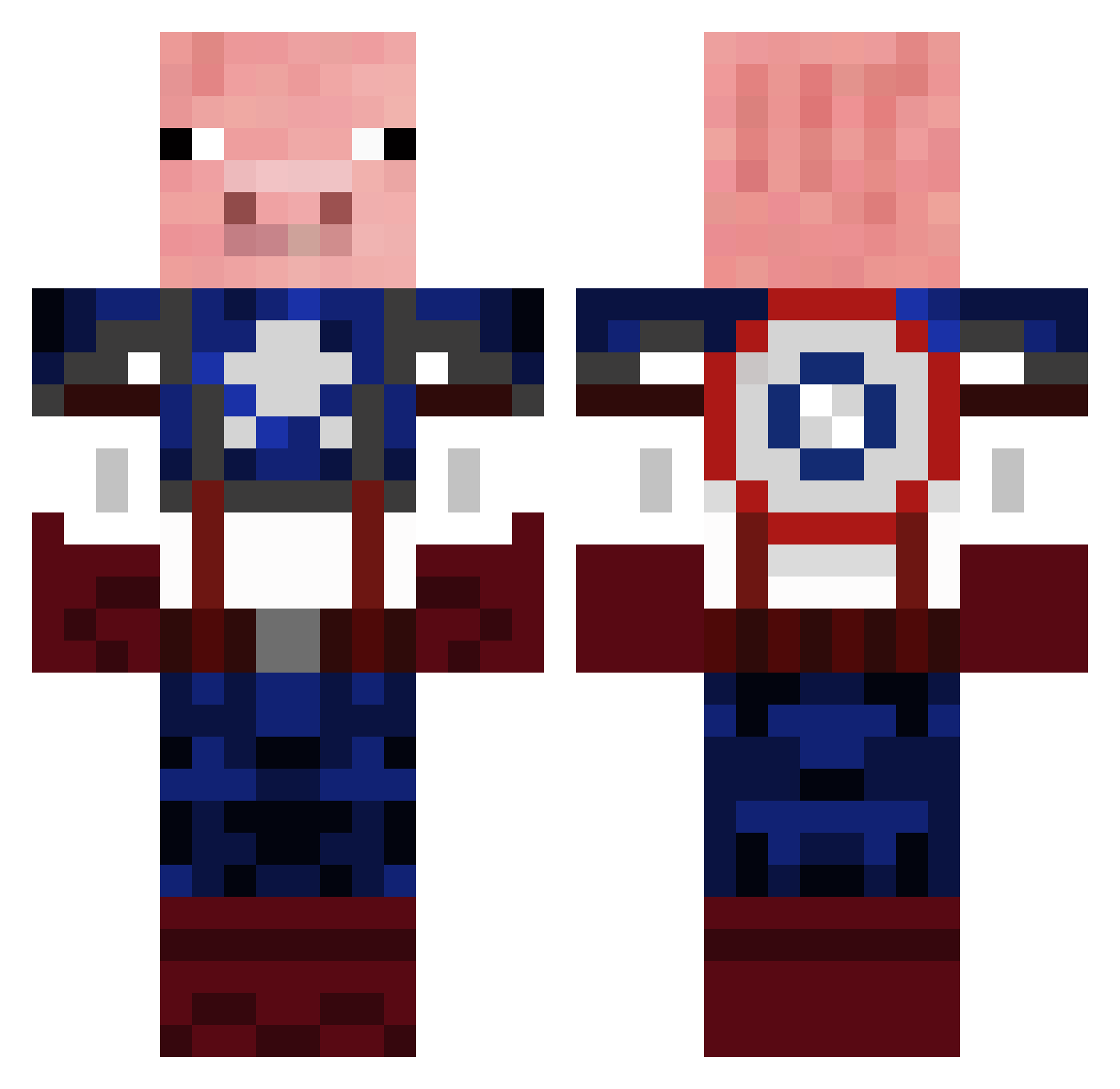 CaptainPigHJB Minecraft skin, front and back view