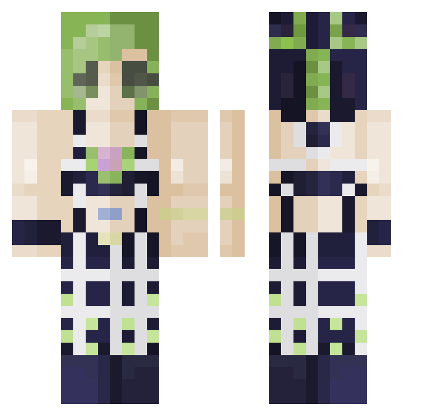 snofall Minecraft skin, front and back view