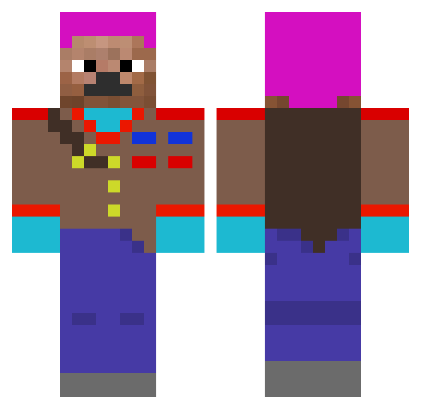 Twitline Minecraft skin, front and back view