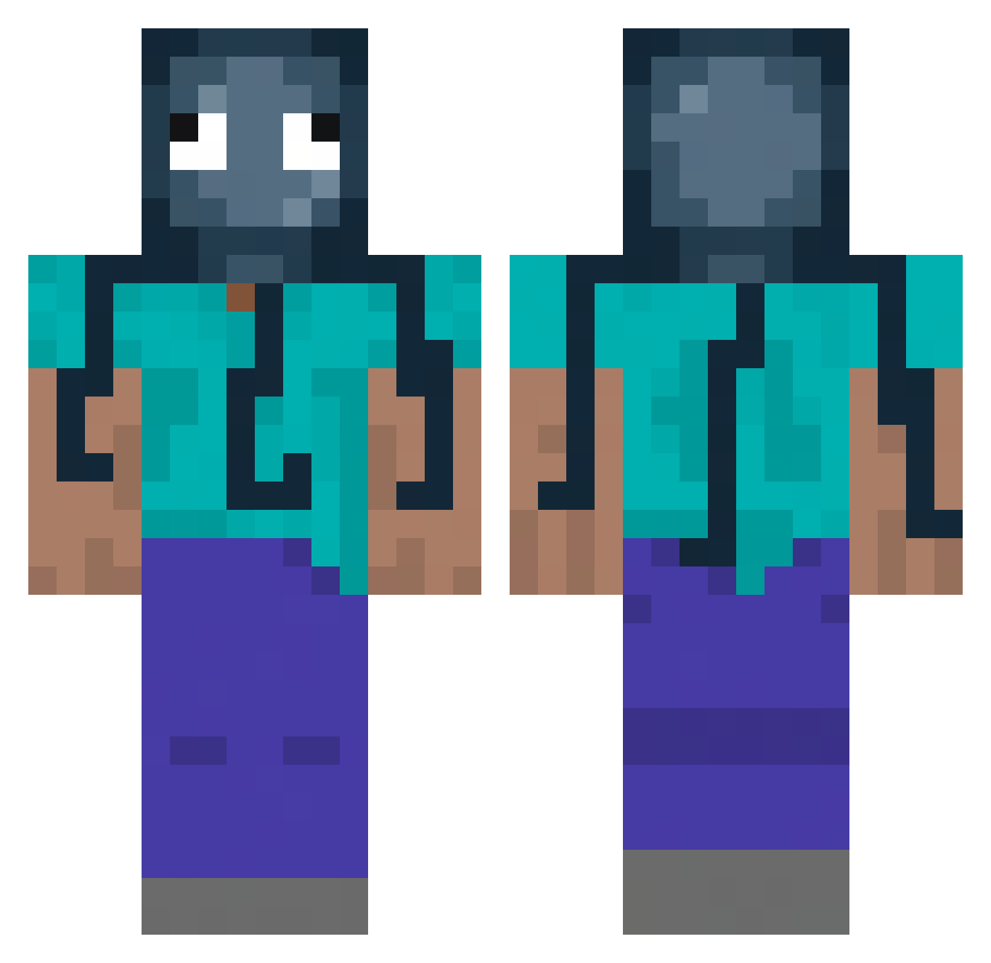 Octoplopus Minecraft skin, front and back view