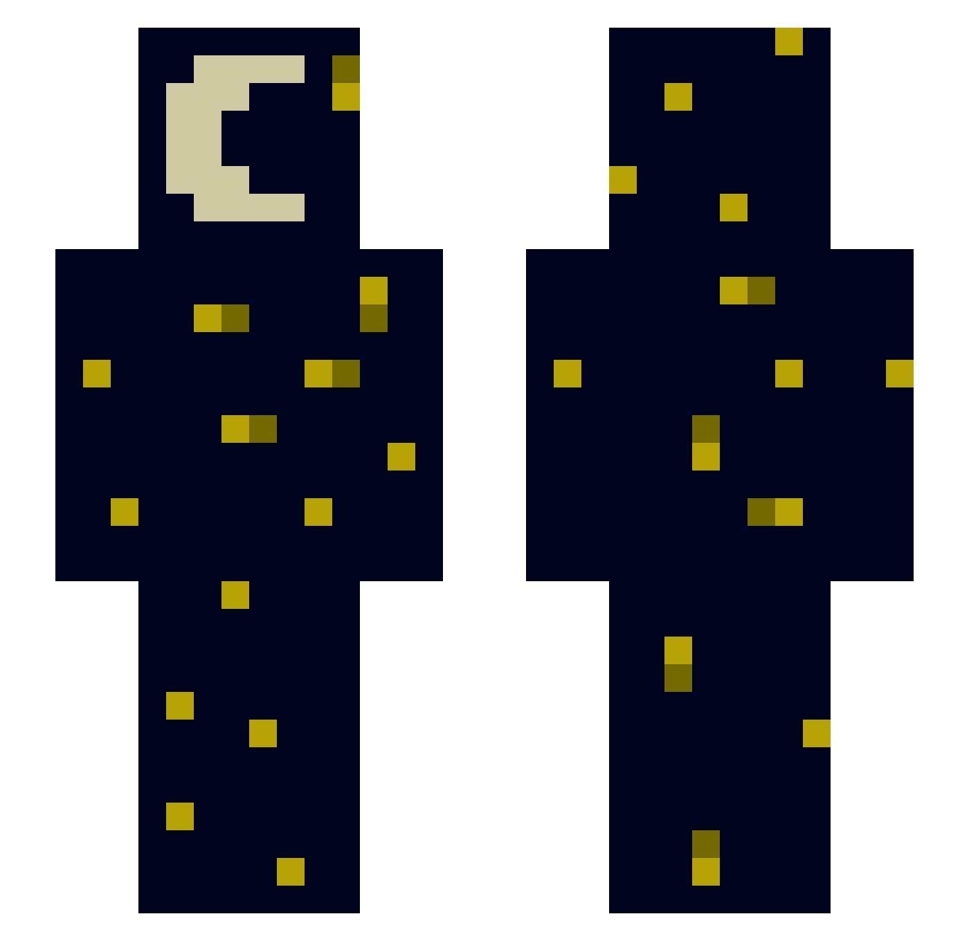 SleeperEX Minecraft skin, front and back view