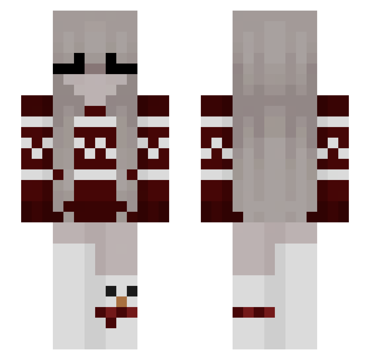 SCHN0RRE Minecraft skin, front and back view