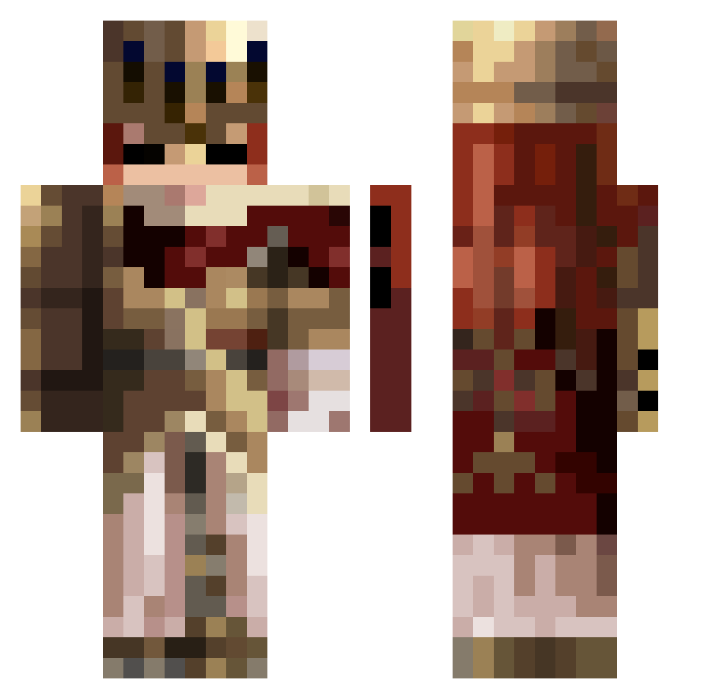 Hundiger Minecraft skin, front and back view