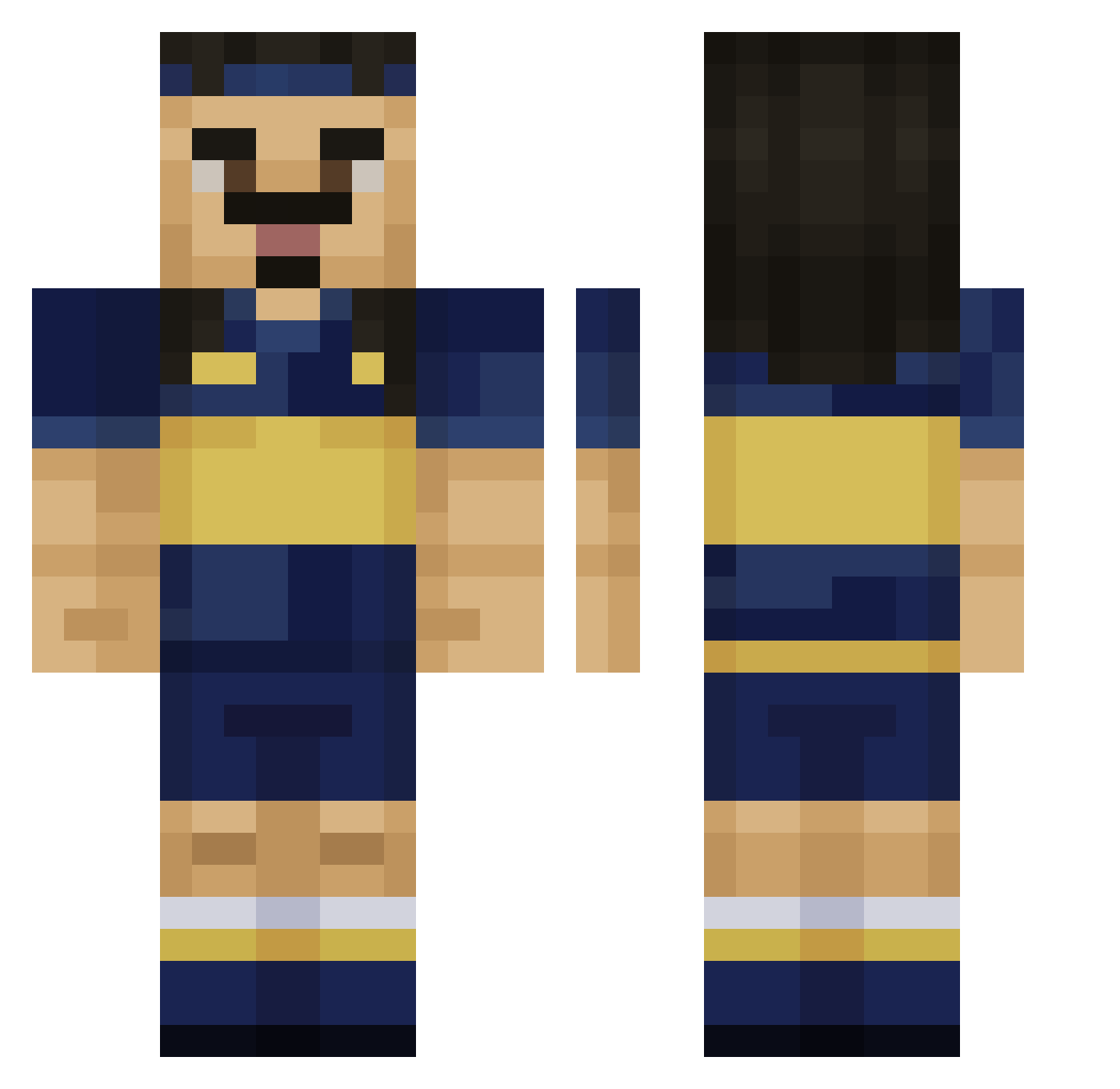 Jeroxx21 Minecraft skin, front and back view
