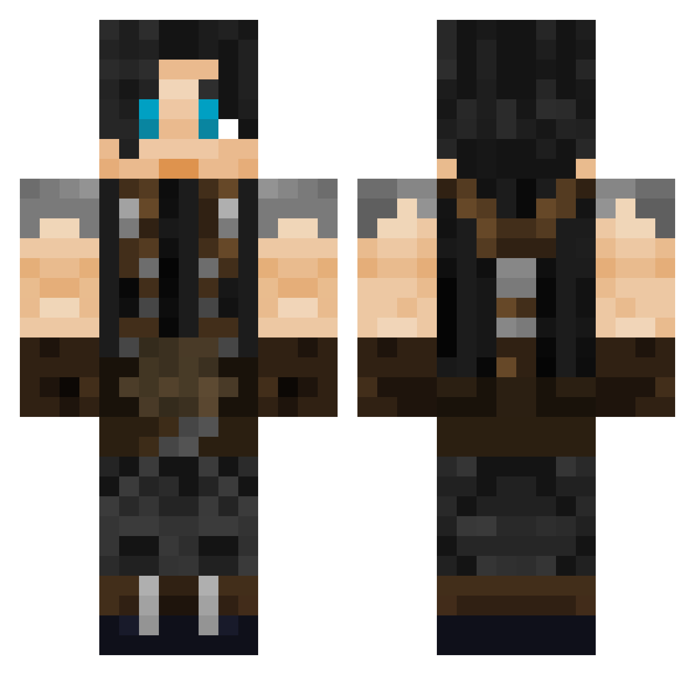 Damus213 Minecraft skin, front and back view