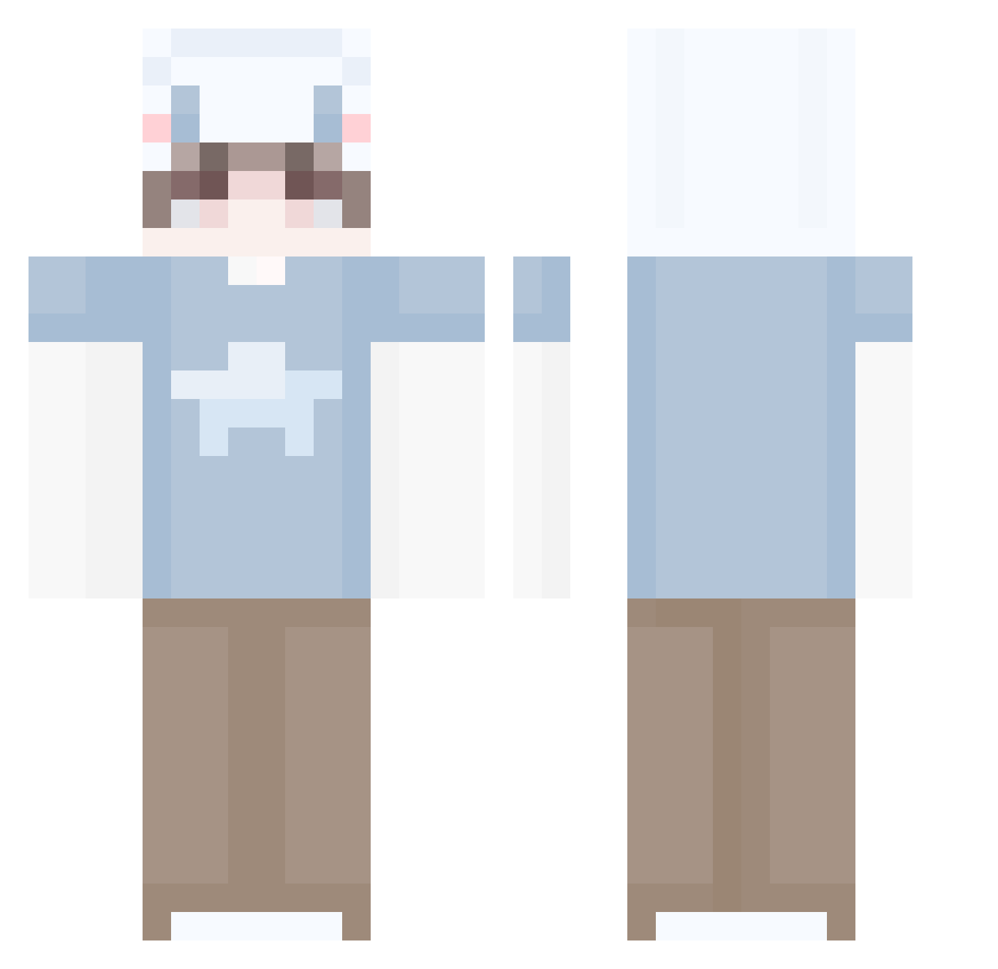 CHICKGER Minecraft skin, front and back view