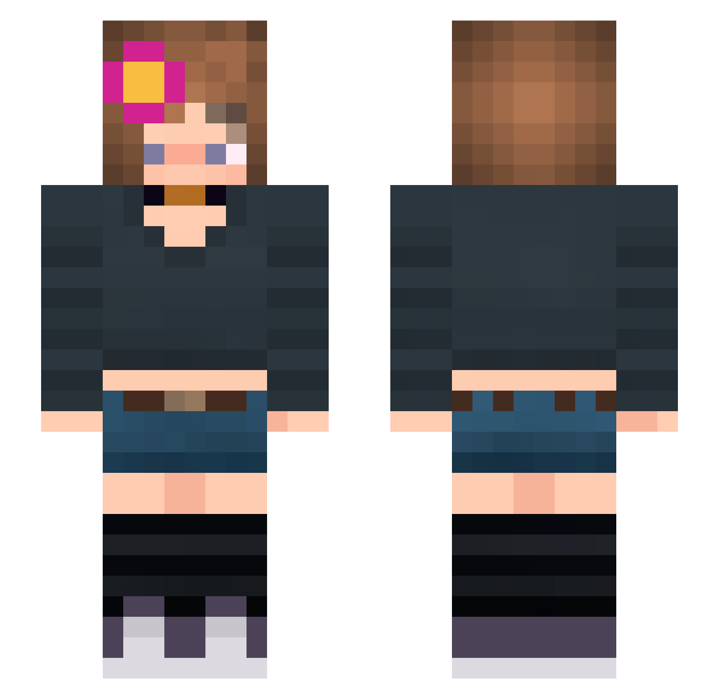 Yawwe Minecraft skin, front and back view