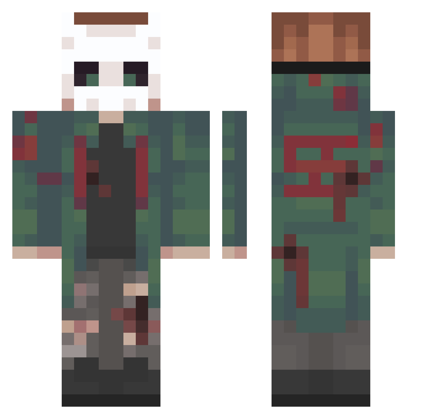 Mordis1406 Minecraft skin, front and back view