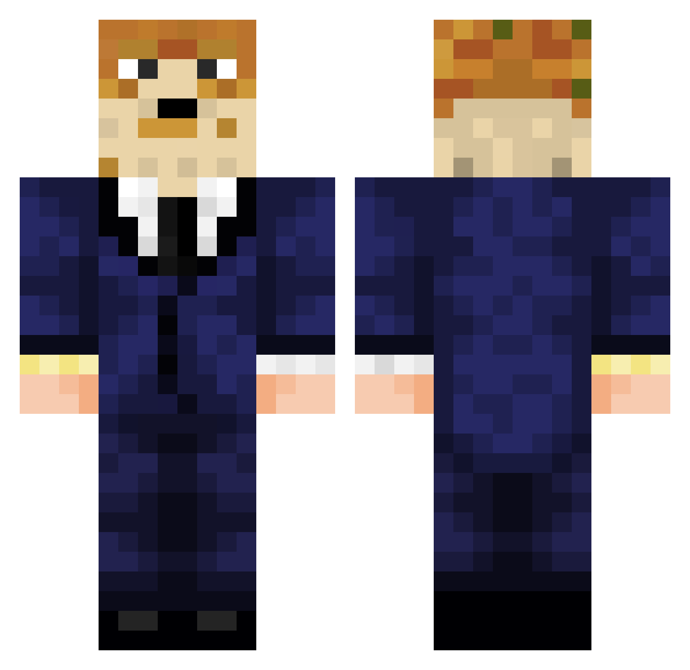 FugaMemes Minecraft skin, front and back view
