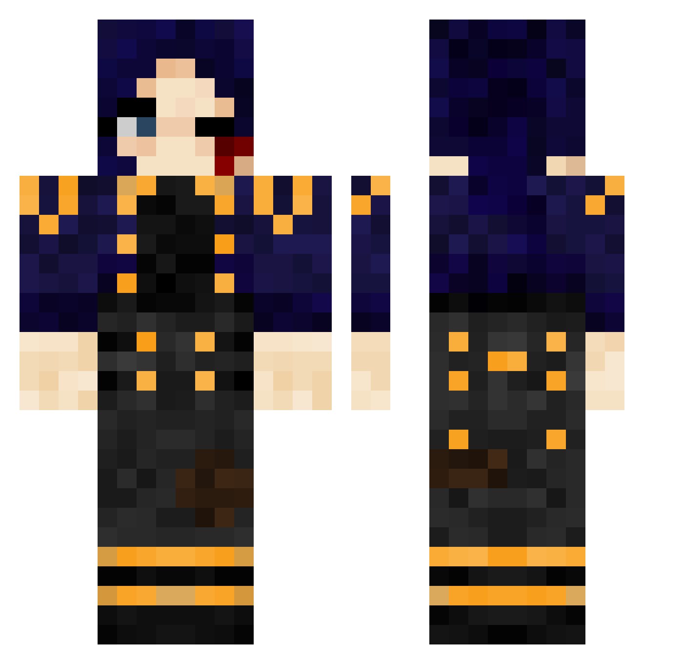 666Bum Minecraft skin, front and back view