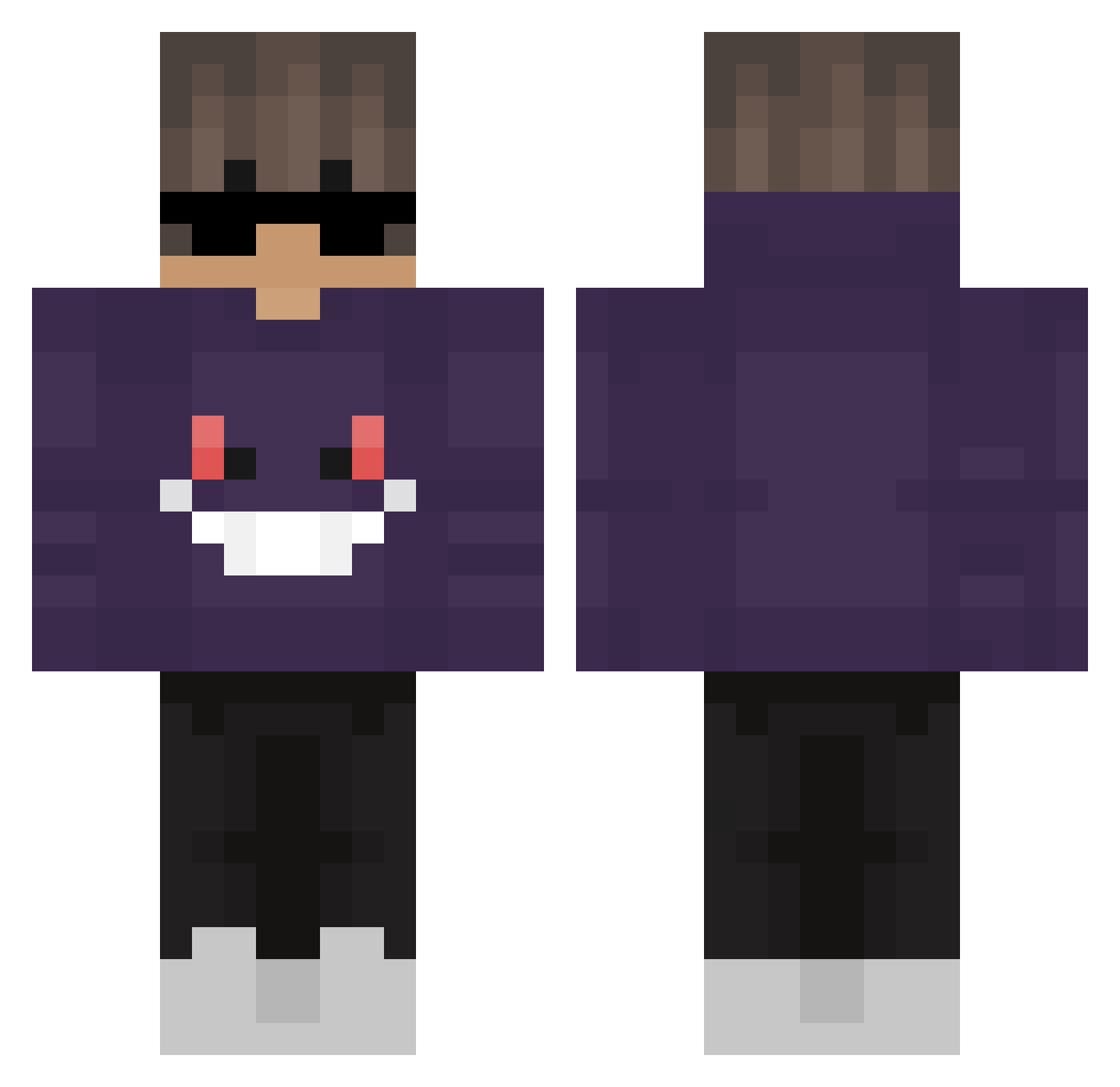 EvenZoid Minecraft skin, front and back view
