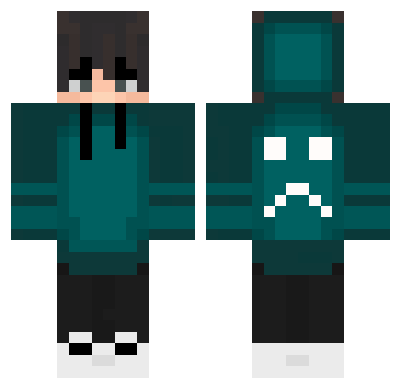 EarthZa Minecraft skin, front and back view