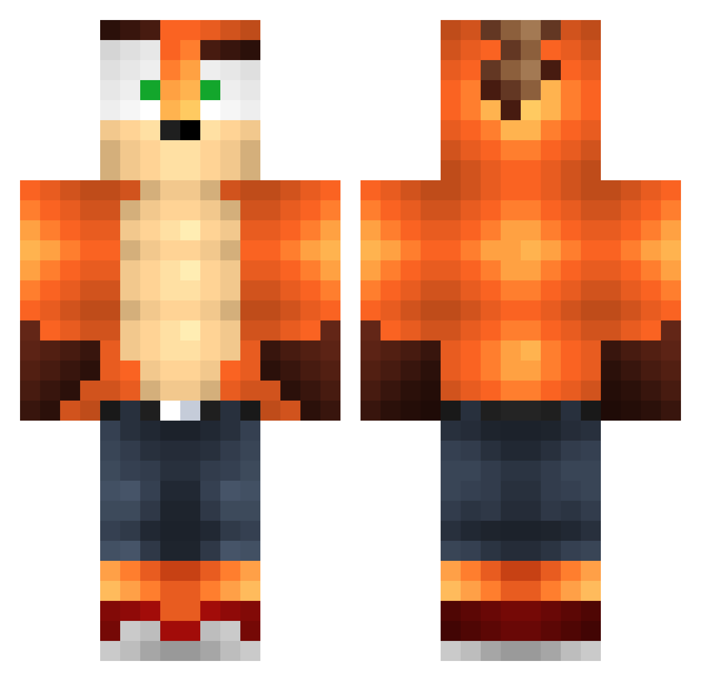kerchoo Minecraft skin, front and back view