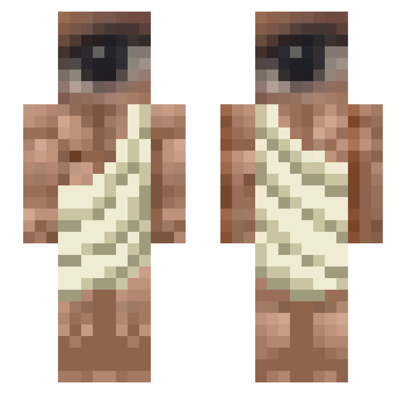 Teptzer Minecraft skin, front and back view