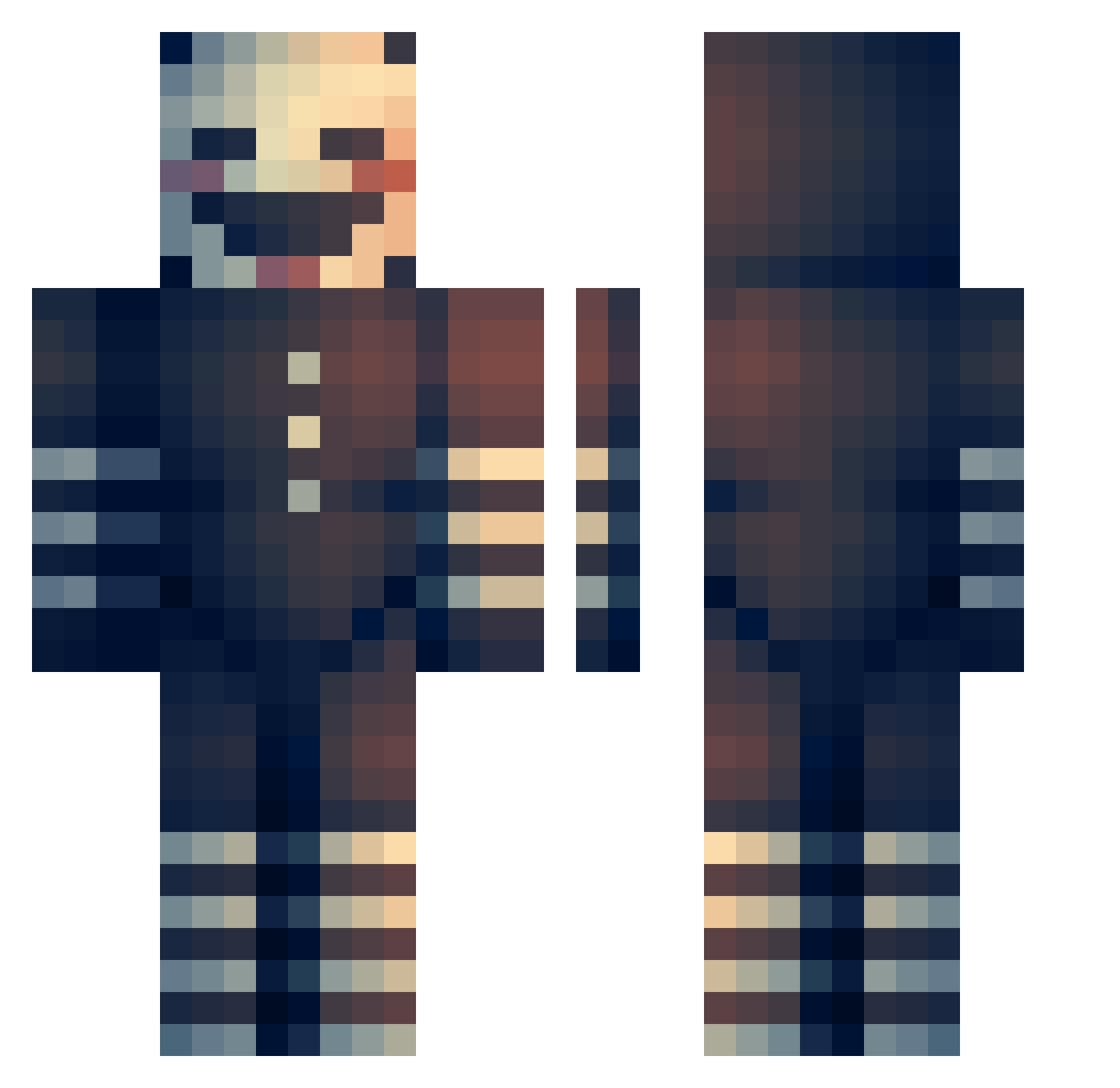 NeoNappy Minecraft skin, front and back view