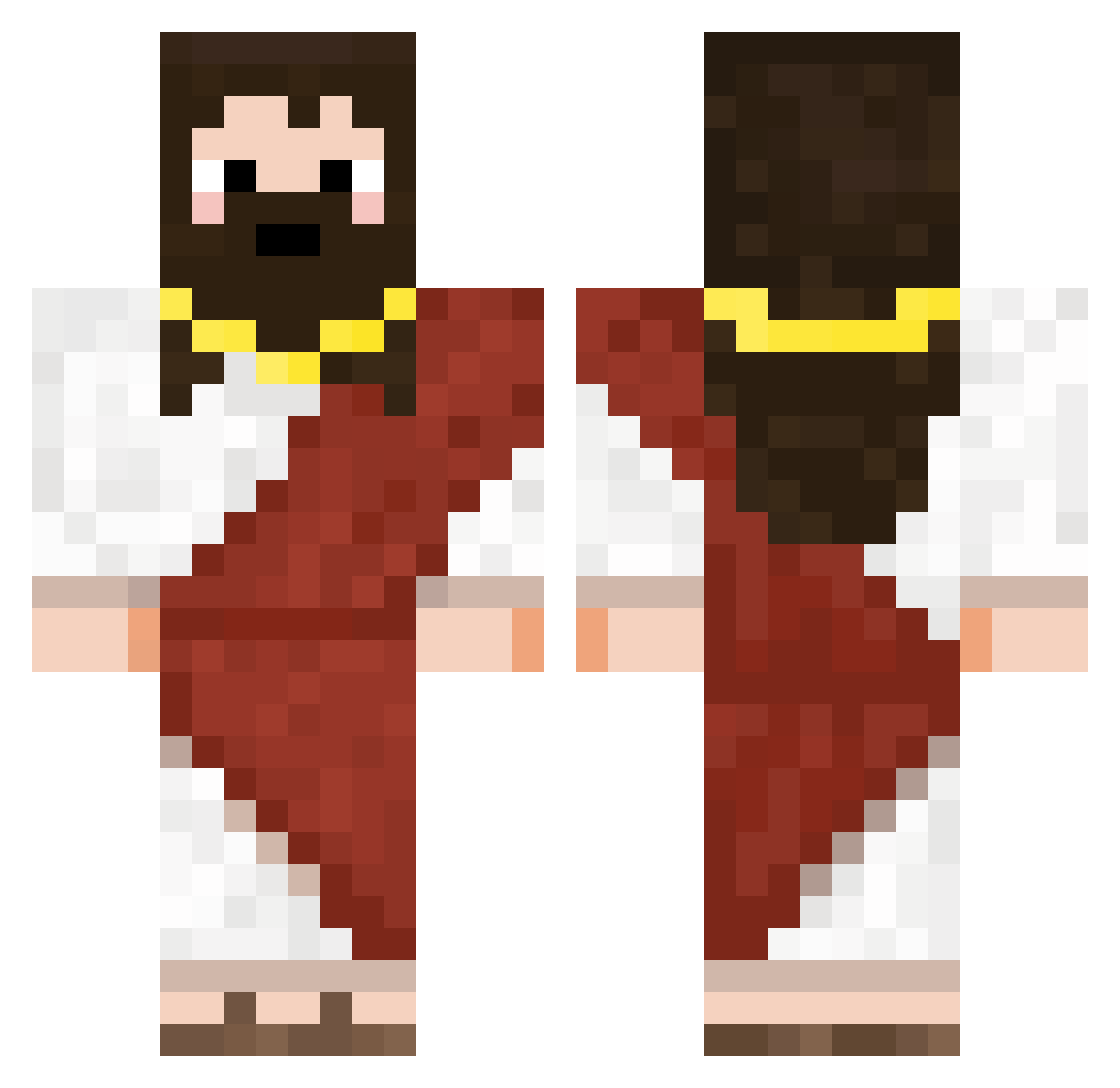 R3NQX Minecraft skin, front and back view