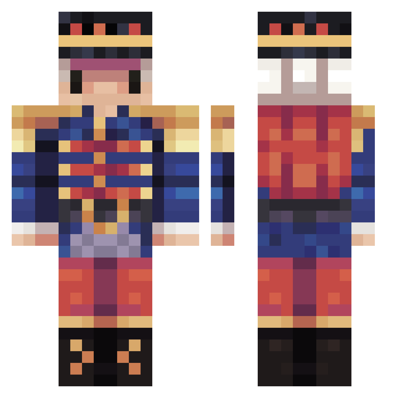 delevend Minecraft skin, front and back view