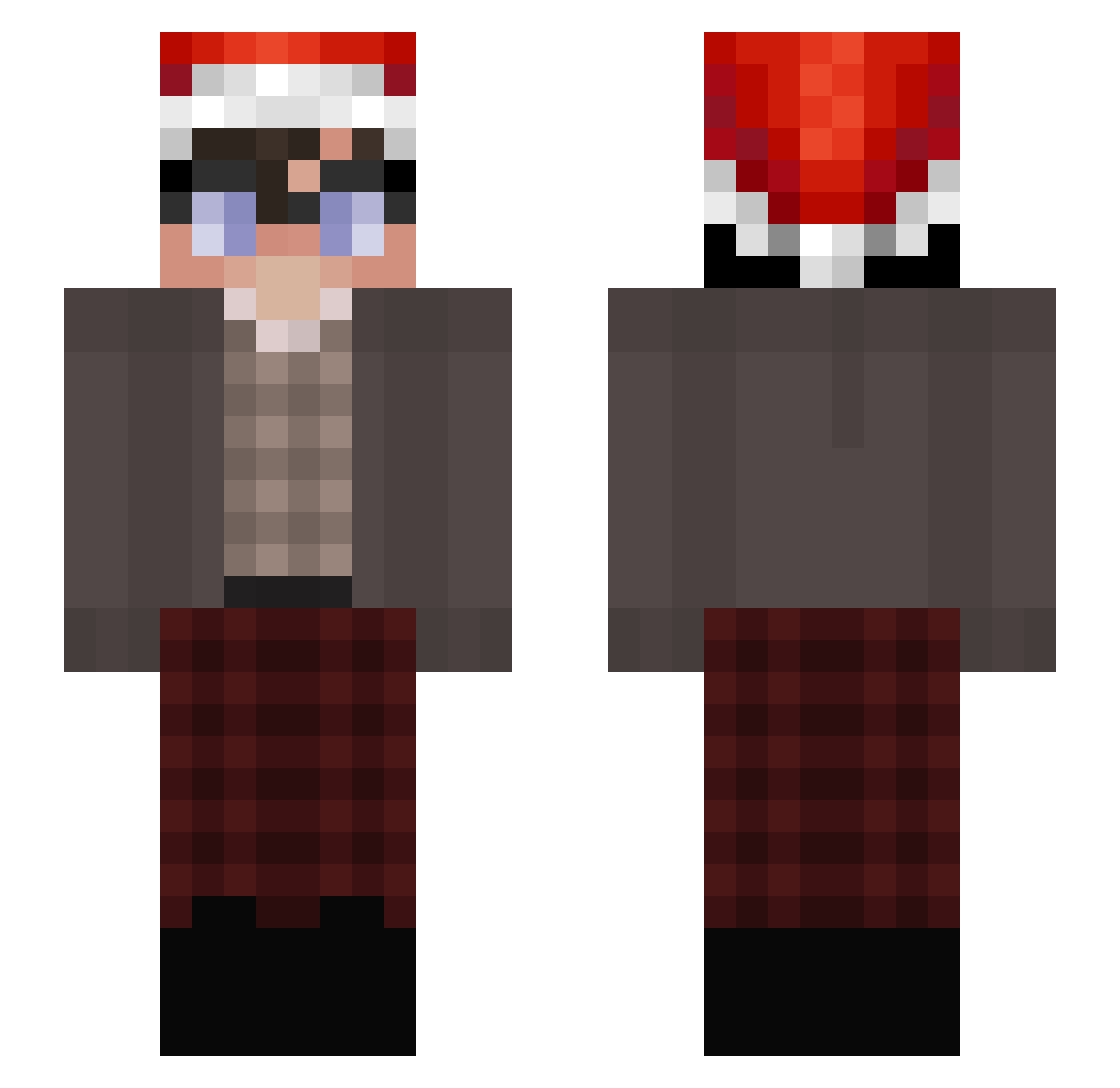 Yunrraw Minecraft skin, front and back view