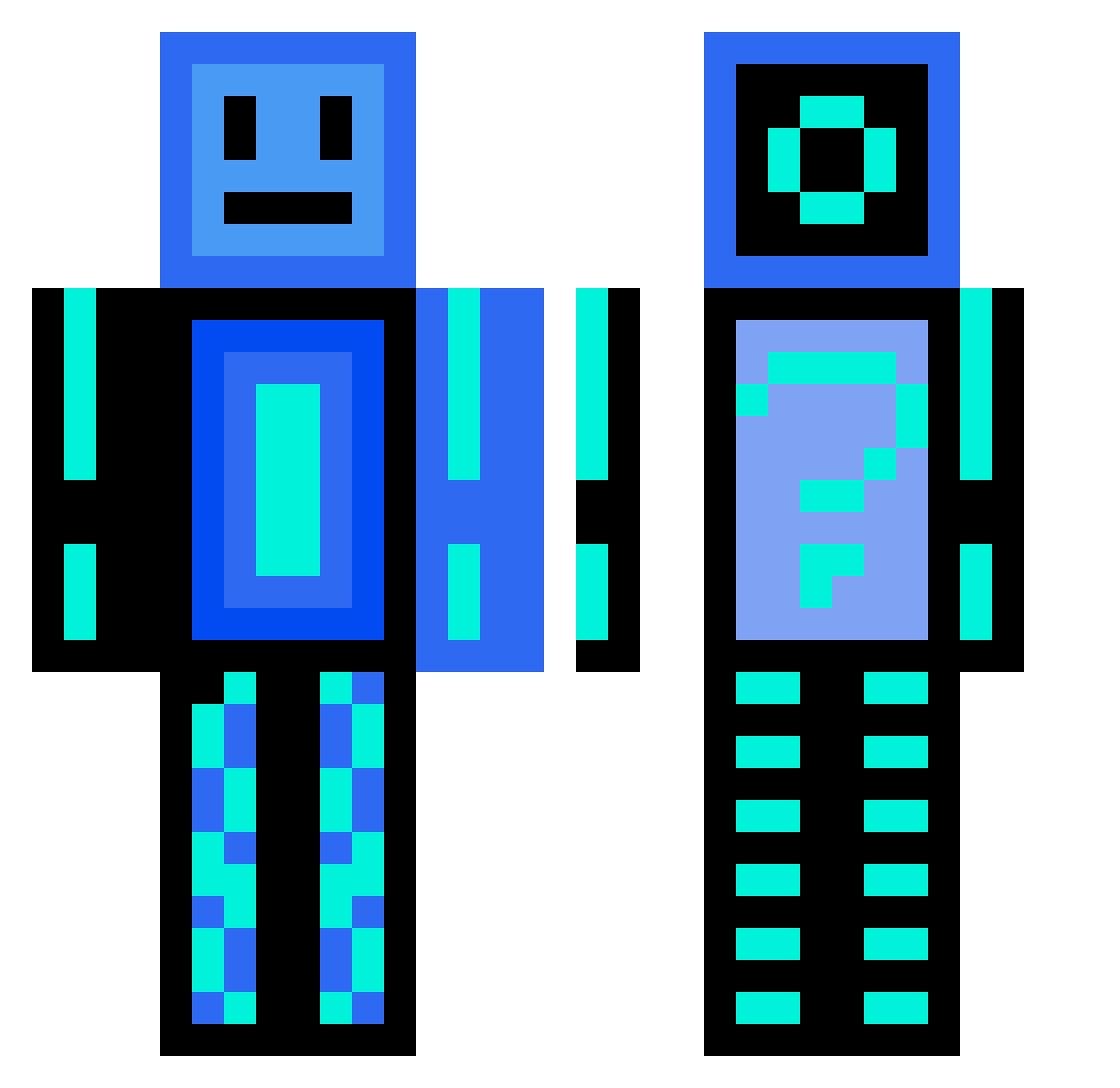 FF_JIE Minecraft skin, front and back view